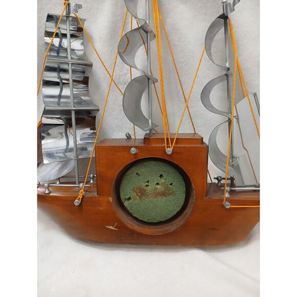 1950s Vintage Wooden Boat Sailing Yankee Clipper Ship Wood Mantel (No Clock) - Picture 11 of 16